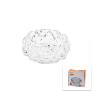 BÜYÜK CAM - DIAMOND KRİSTAL ŞEKİL YUVARLAK KÜLLÜK ÇAP: 12.8CM - D: 5.2CM (5047)