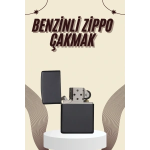 Çakmak Parlak Siyah  Benzinli Çakmak Cep Boy Doldurulabilir
