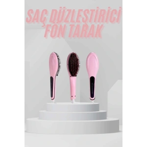 Elektrikli Saç Düzleştirici Tarak Saç Düzleştirici Fırça Sıkı Dişli Pembe