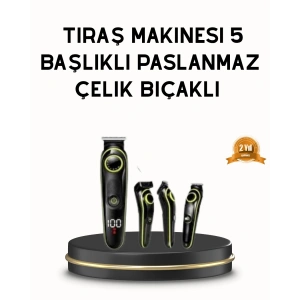 Erkek Bakım Seti 5’i 1 Arada Şarjlı Paslanmaz Çelik Başlıklı