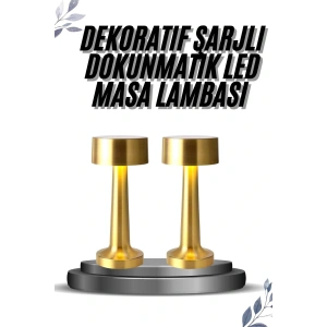 Kablosuz Renkli Masa ve Gece Lambası Altın Rengi Dokunmatik Led Lamba