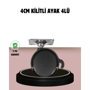 Kilitli 4 cm Tekerlek Ayak 4’lü Set Zemin Koruyucu