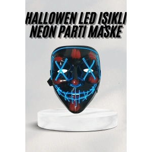 Led Işıklı Neon Maske Cadılar Bayramı Maskesi Korkunç Korku Maskesi