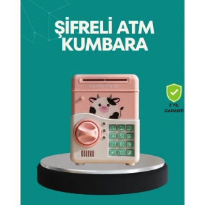 Pembe ATM Kasa Görünümlü Elektronik Şifreli Çocuk Kumbarası