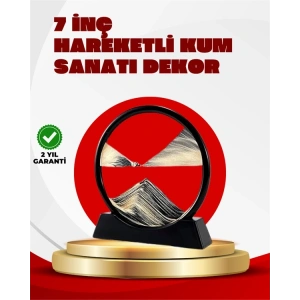 Rahatlatıcı Kum Sanatı – Yuvarlak Cam Çerçeveli Hareketli Kum Resmi, Ofis ve Ev İçin Etkileşimli Masaüstü Süs