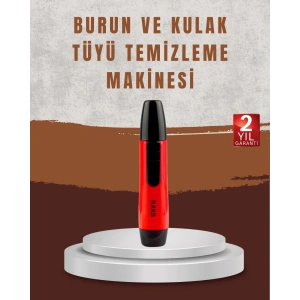 Raks Leo Burun Kulak Tüy Alma Makinesi 45 dk Şarj Süreli Kırmızı