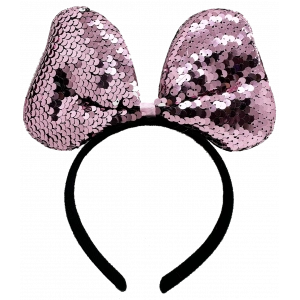 Renk Değiştiren Pullu Payetli Fiyonk Parti Tacı Pembe Gümüş Renk 20x16 cm (5047)