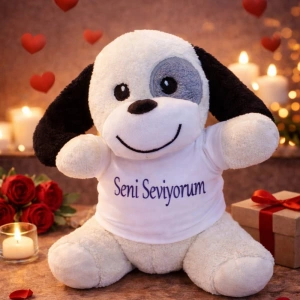 Seni Seviyorum Tişörtlü Sevimli Peluş Köpek