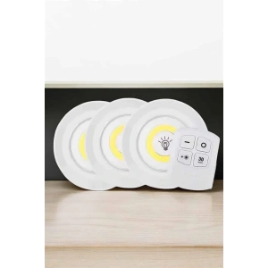 Spot Lamba Led Işık 3lü Uzaktan Kumandalı Pilli Yapışkanlı Kablosuz