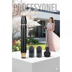 Tazyik Arttıran Bahçe Yıkama Sulama Hortum Başlığı Seti  3 Musluk Adaptörlü Güçlü Jet