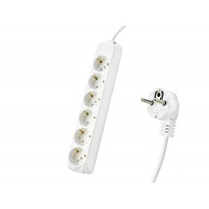 Topraklı Uzatma Kablosu 6 Priz 3 M - Beyaz 9260103