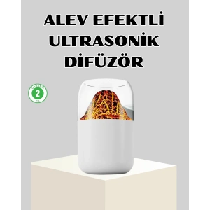 Ultrasonik Alev Efektli Aromaterapi Difüzörü USB Şarjlı ve Otomatik Kapanma Özellikli
