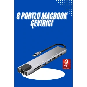 Usb Type-c Hub Dönüştürücü Çevirici Çoklayıcı Macbook Çevirici 8 Portlu