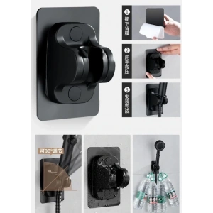 Yapışkanlı Duş Başlığı Tutucu Ayarlı Siyah (5047)