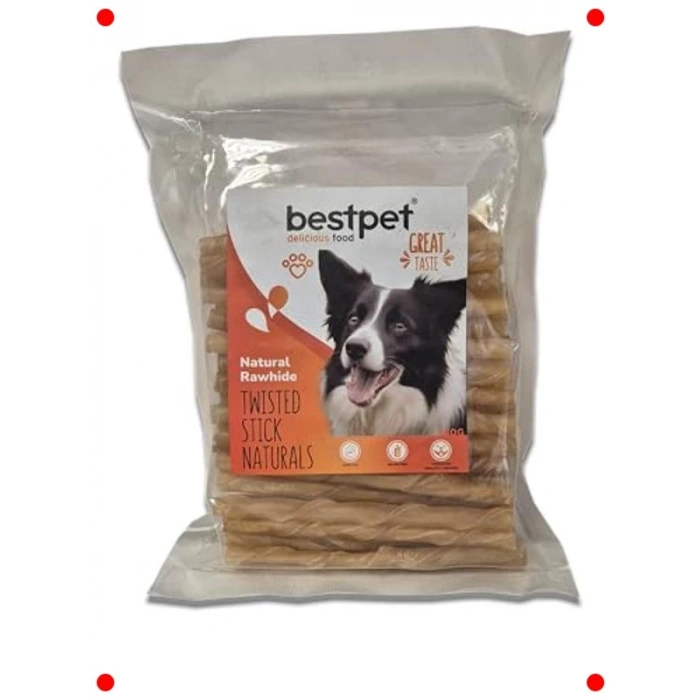 %100 Doğal Deri Burgu Köpek Ödül Çubuğu 350 gr