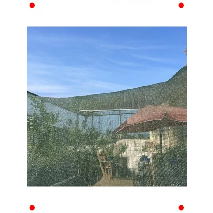 %55 Gölgeleme Çit Filesi - Yeşil, Şeritli, Halkalı - 4x30M