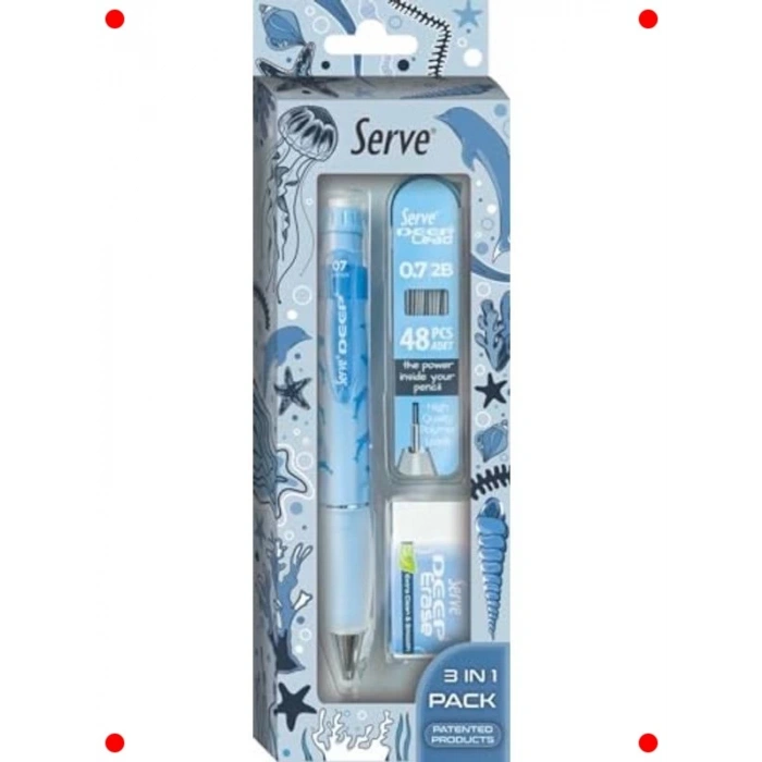 0.7 mm Kalem, Silgi ve Min Seti, Gök Mavi