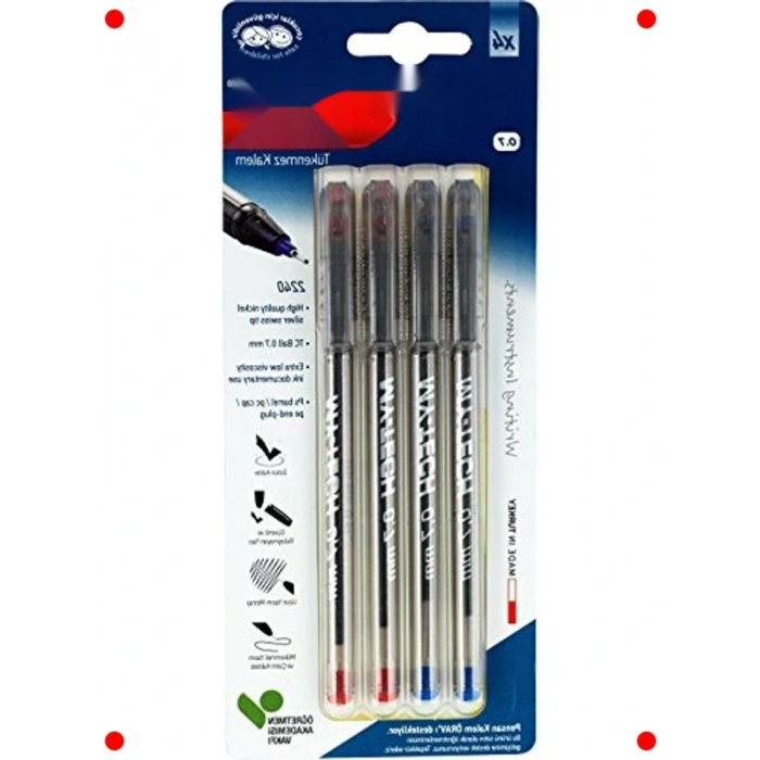 0.7 mm Karışık Renk Tükenmez Kalem Seti (4lü)