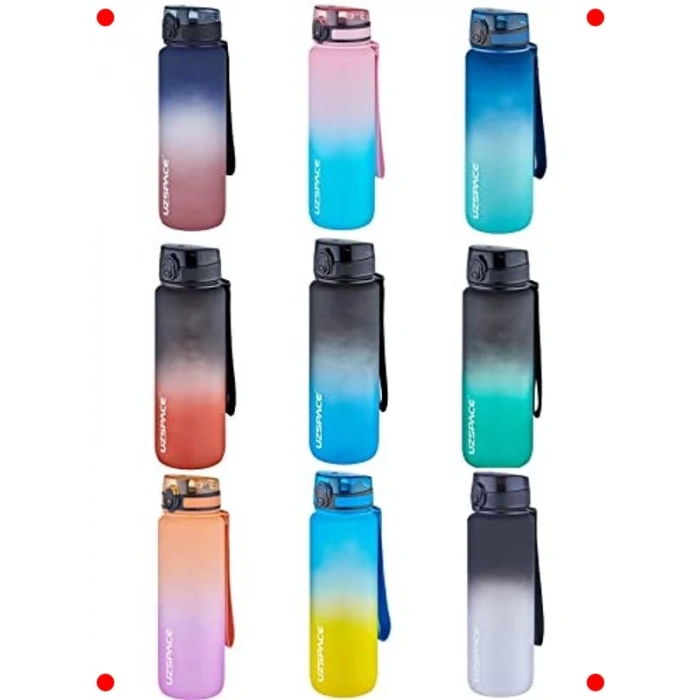 1 Litre Çift Renkli Tritan Su Matarası Turuncu-Mor