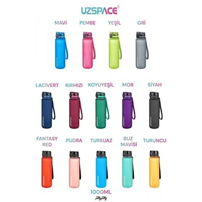 1 Litre Kapasiteli Tritan Su Matarası, 28 cm Boyutunda