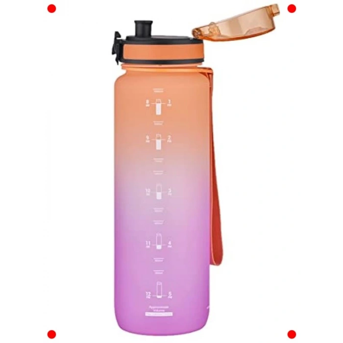 1 Litre Tritan Çift Renk Su Matarası - Turuncu/Mor