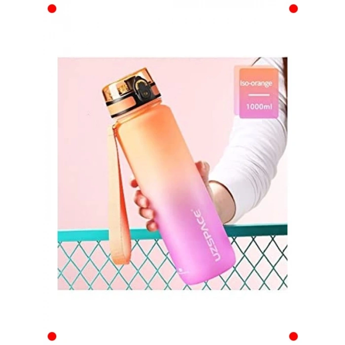 1 Litre Tritan Çift Renk Su Matarası - Turuncu/Mor