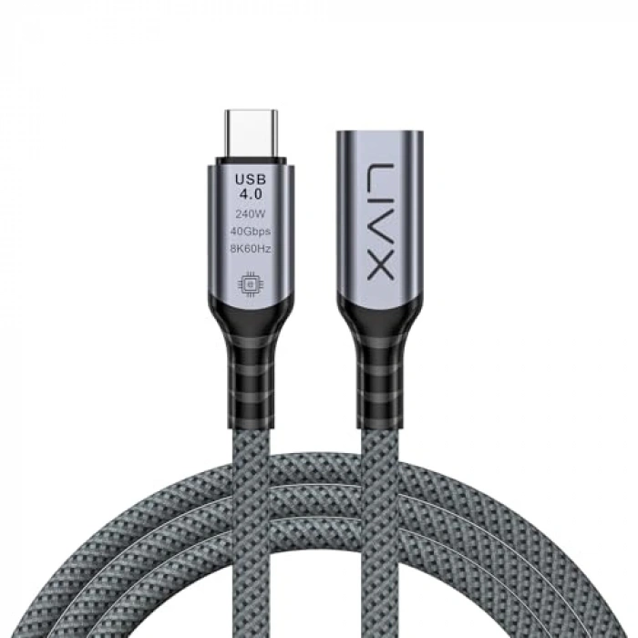 1 Metre Uzunlukta USB4.0 Type C Uzatma Kablosu, 240W