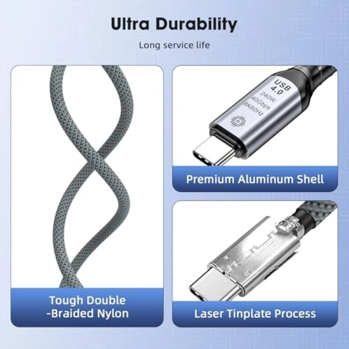1 Metre Uzunlukta USB4.0 Type C Uzatma Kablosu, 240W