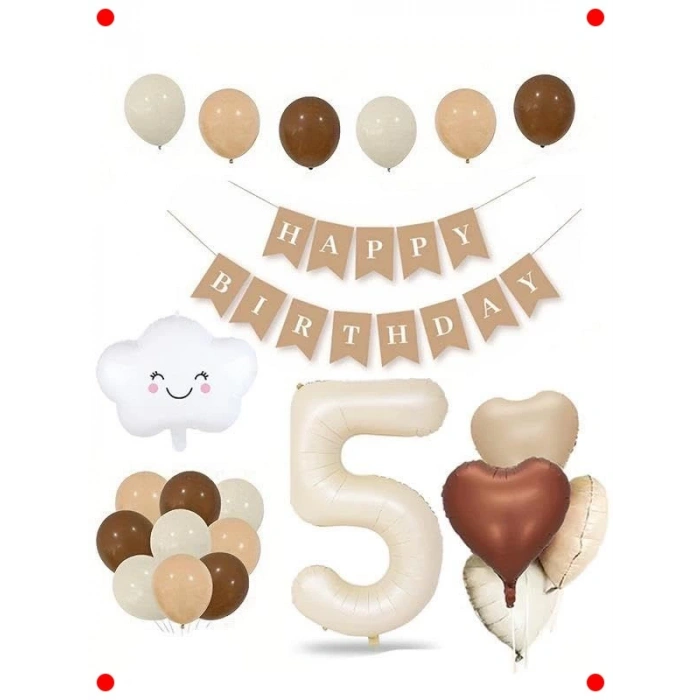 1 Yaş Retro Kalpli Doğum Günü Seti