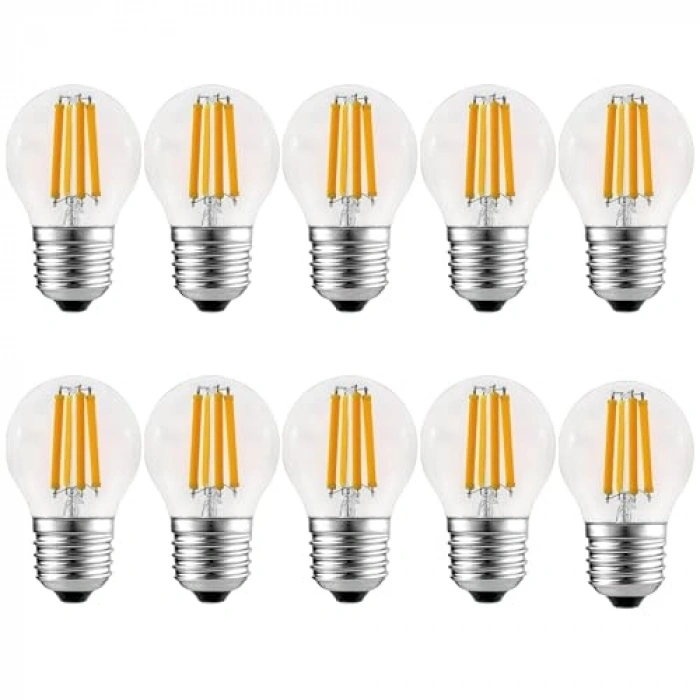 10 Adet 6 Watt LED Filament Ampul, Şeffaf Cam