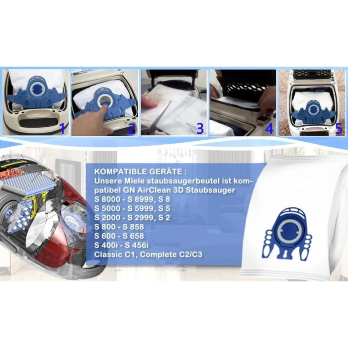 10 Adet Elektrikli Süpürge Torbası, GN Serisi Uyumlu