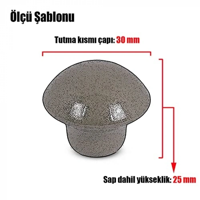 10 Adet Mantar Düğme Kulp, Beyaz Renk, Çekmece Kulpları