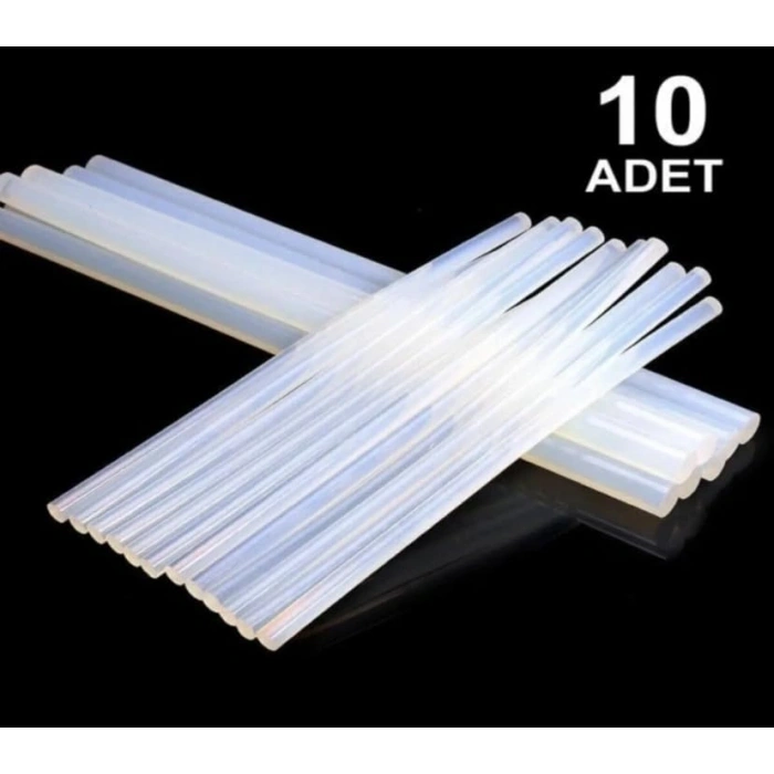 10 Adet Şeffaf Mum Sıcak Silikon, 7 mm Kalınlık, 30 cm Uzunluk