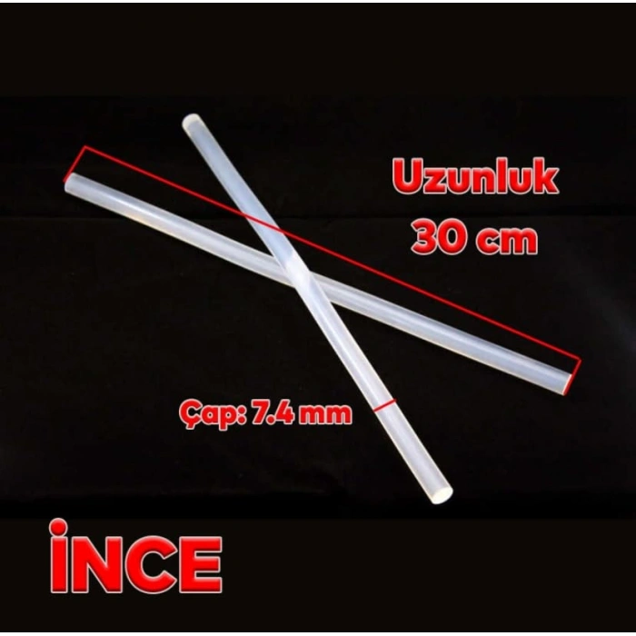 10 Adet Şeffaf Mum Sıcak Silikon, 7 mm Kalınlık, 30 cm Uzunluk