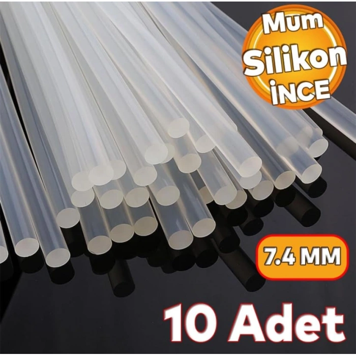 10 Adet Şeffaf Mum Sıcak Silikon, 7 mm Kalınlık, 30 cm Uzunluk