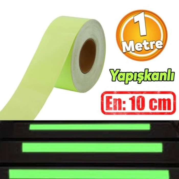 10 cm Gece Parlayan Fosforlu Reflektif Düz Şerit Bant