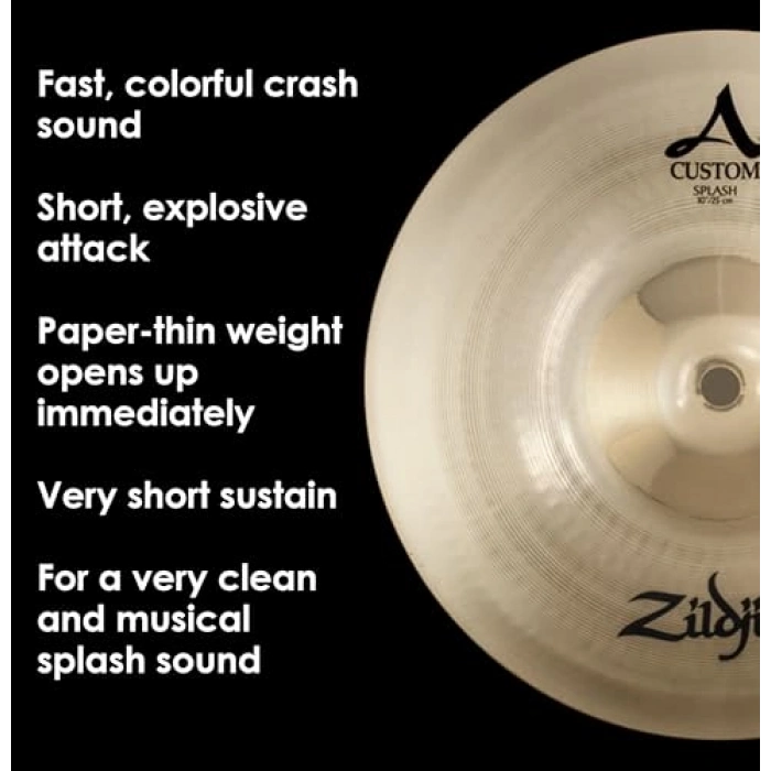 10 inç splash zil, parlak finish tasarım