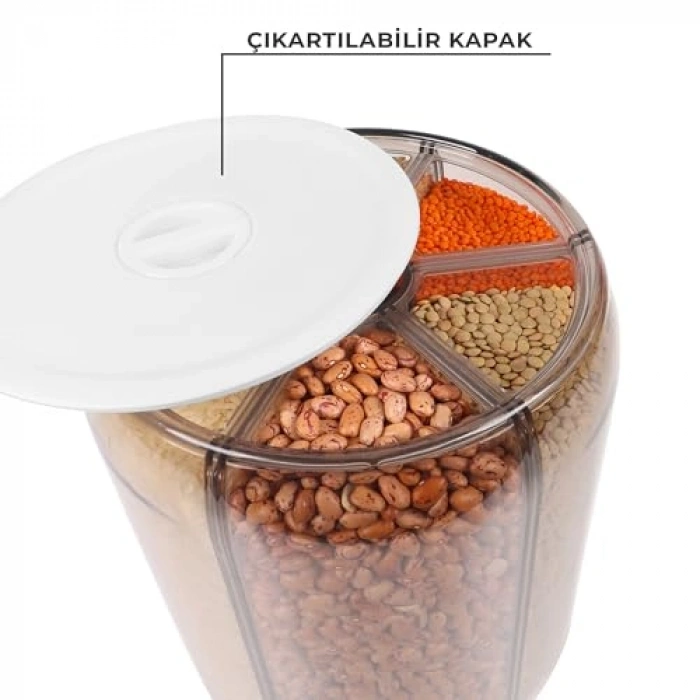 10 Kapasiteli 6 Gözlü Bakliyat Saklama Kabı