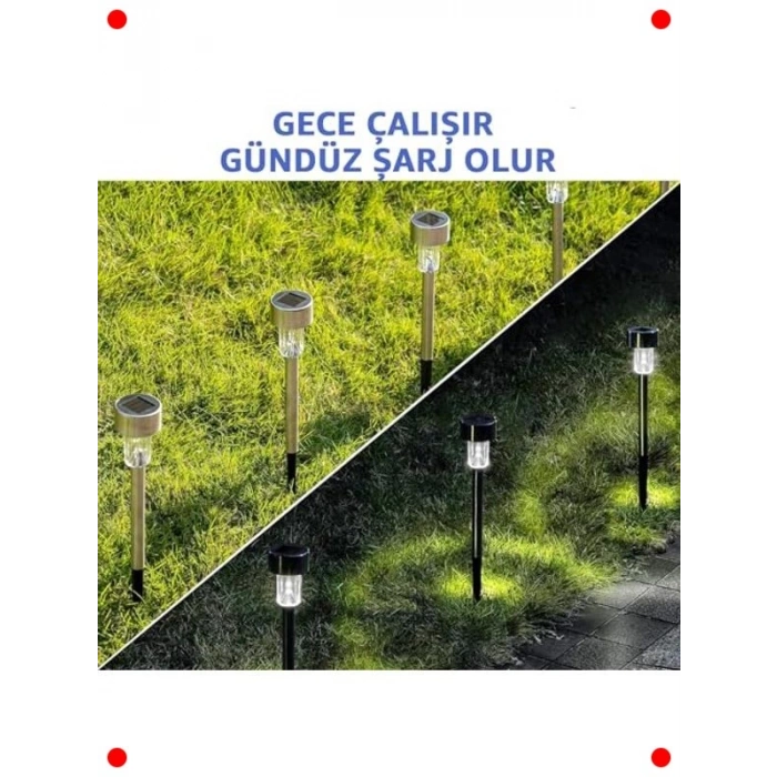 10lu Güneş Enerjili LED Bahçe Direk Lambası Seti