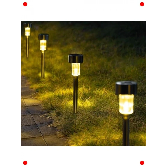 10lu Güneş Enerjili LED Bahçe Direk Lambası Seti