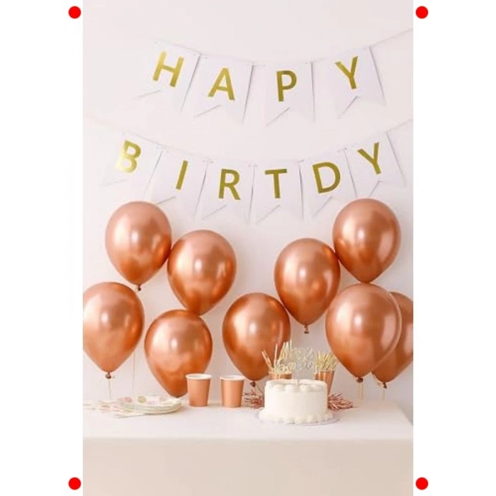 10lu Metalik Krom Balon Seti - Aynalı Bakır Görünüm