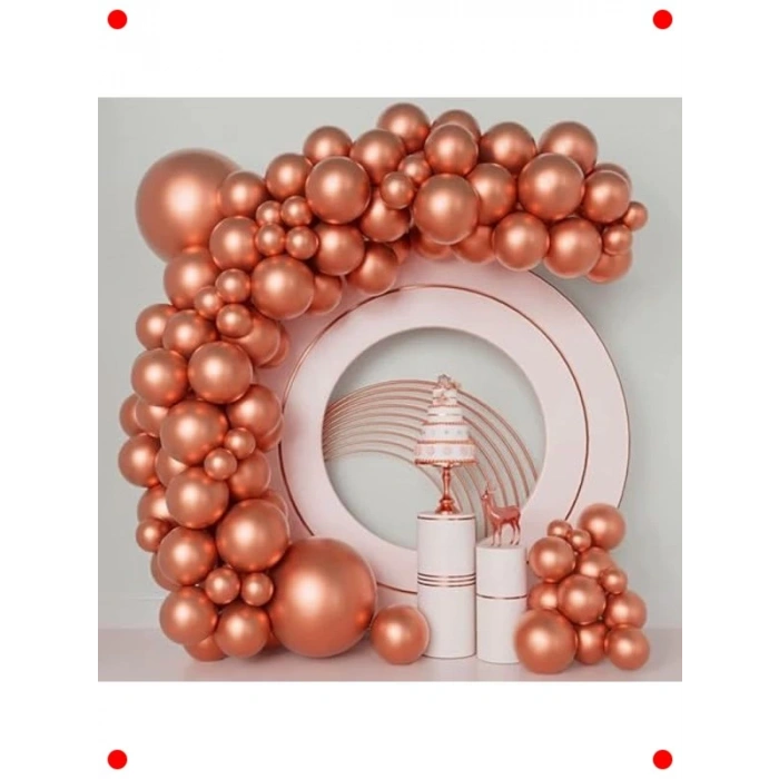 10lu Metalik Krom Balon Seti - Aynalı Bakır Görünüm