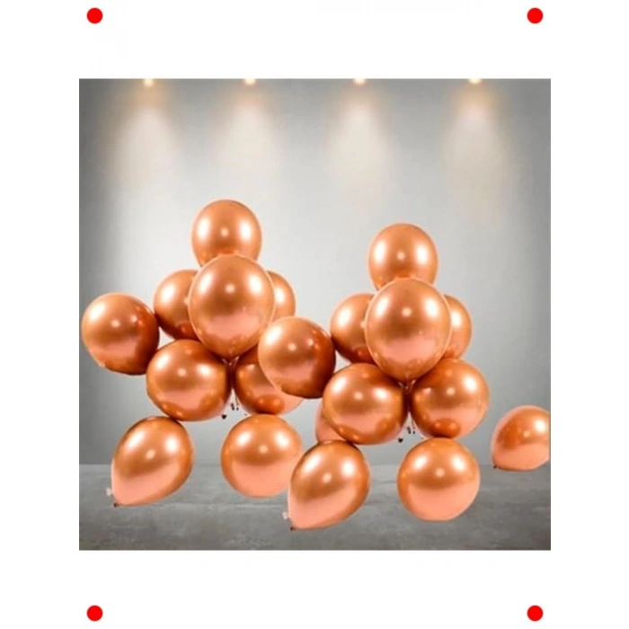 10lu Metalik Krom Balon Seti - Aynalı Bakır Görünüm