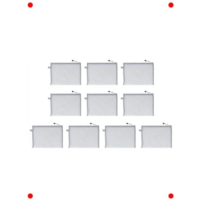 10lu Şeffaf File Fermuarlı Belge Kılıfı (A4 Boyut, Gri)