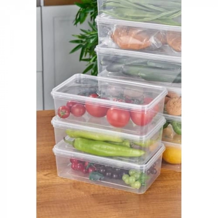 10lu Set Yandan Açılır Kapaklı Şeffaf Saklama Kabı, 2000ml