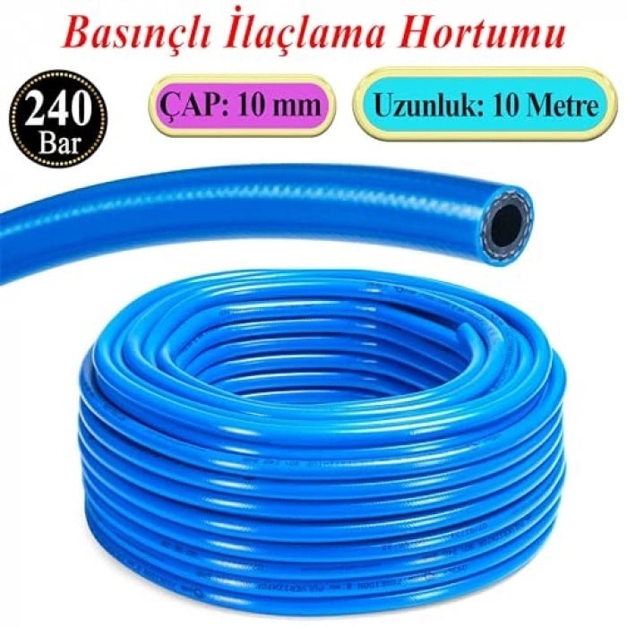 10 Metrelik 240 Bar Basınçlı İlaçlama Hortumu 10 mm Tarımda Kullanım