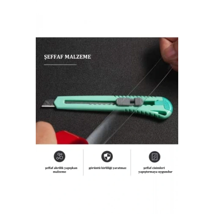 10 mm Genişlikte Şeffaf Su Geçirmez Çift Taraflı Bant, 5 mt