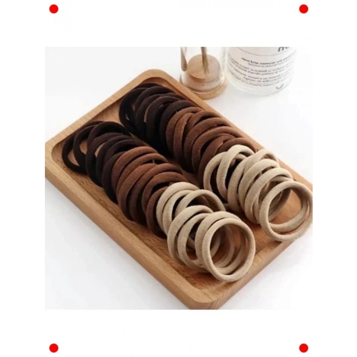 100 Adet Esnek Havlu Saç Tokası - Kahve Tonları