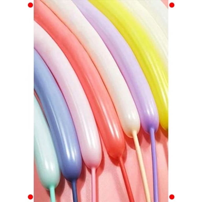 100 Adet Karışık Renk Sosis Balon ve Pompa Seti