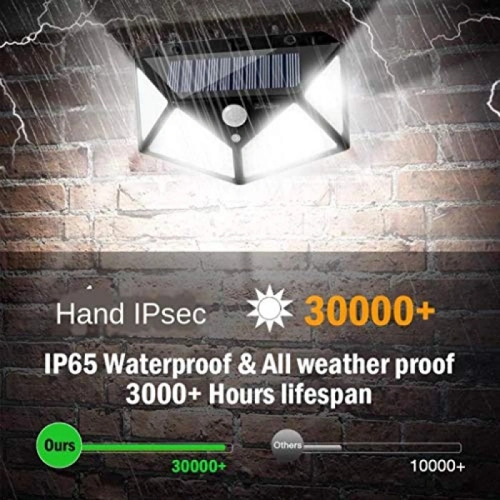 100 LED PIR Hareket Sensörlü Dış Duvar Lambası, IP65 Su Geçirmez